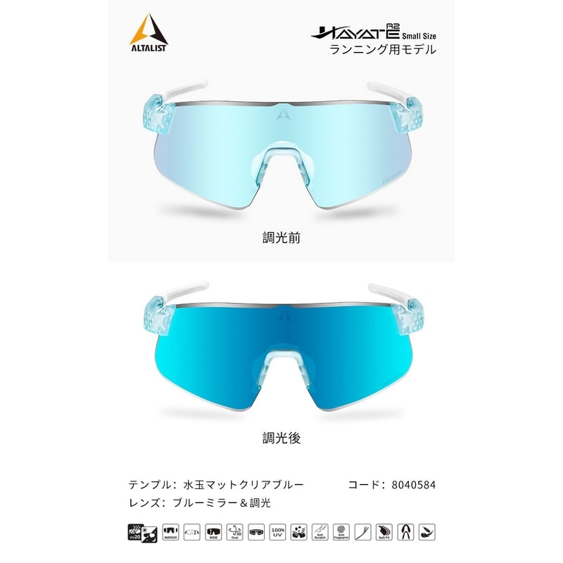 ALTALIST ( アルタリスト ) サングラス HAYATE R2 SMALL SIZE ( ハヤテ アールツー スモール サイズ ) ポルカドットマットクリアブルー ( ブルーミラー/VIV20調光 )