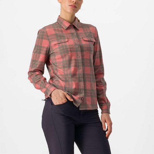 CASTELLI ( カステリ ) Tシャツ・カジュアルウェア UNLIMITED FLANNEL W SHIRT ( アンリミテッド フランネル ウィメンズ シャツ ) 654 ミネラル レッド / ターマック S