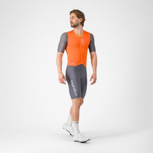 CASTELLI ( �J�X�e�� ) �����s�[�X�W���[�W SATURDAY MORNING SKINSUIT ( �T�^�f�[ ���[�j���O �X�L���X�[�c ) �u�����A���g�I�����W/�r�r�b�h�I�����W M
