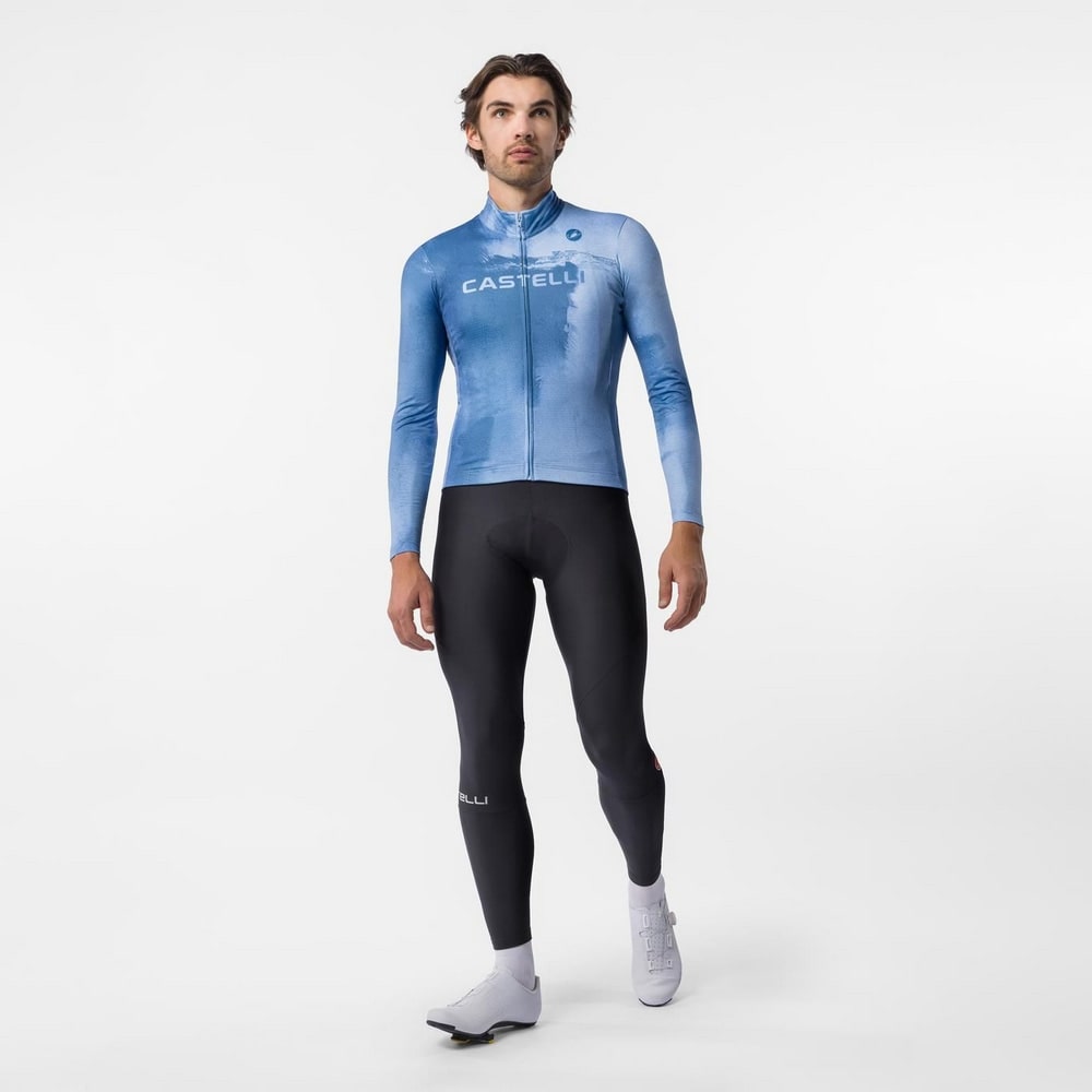 CASTELLI ( カステリ ) 長袖ジャージ NEBULA THERMAL LS JERSEY ( ネビュラ サーマル LS ジャージ ) メタリックブルー/スティールフェード M
