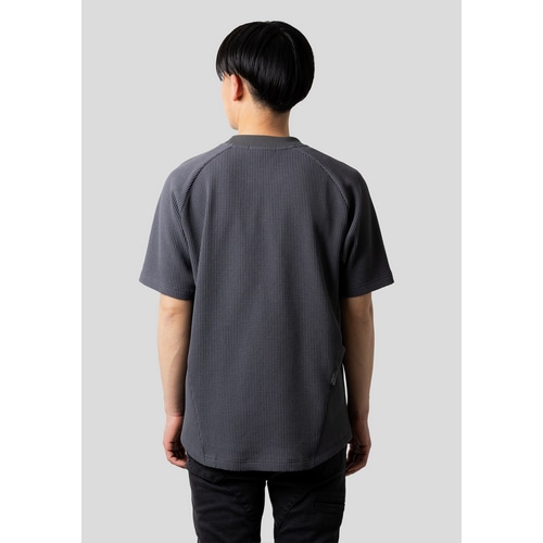 Nari-Furi ( ナリフリ ) Tシャツ・カジュアルウェア マルチワッフルクルーネックTシャツ チャコール M