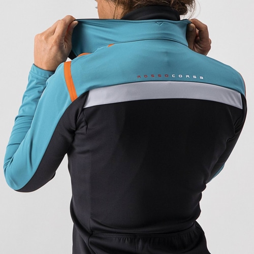 CASTELLI ( カステリ ) ジャケット ALPHA RoS 2 W LIGHT JACKET ( アルファ RoS 2 W ライト ジャケット ) 324 ティールブルー/ファイアリーレッド/スカイブルー S レディース