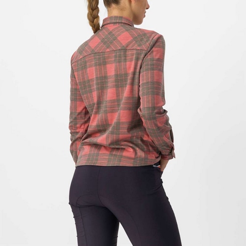 CASTELLI ( カステリ ) Tシャツ・カジュアルウェア UNLIMITED FLANNEL W SHIRT ( アンリミテッド フランネル ウィメンズ シャツ ) 654 ミネラル レッド / ターマック S