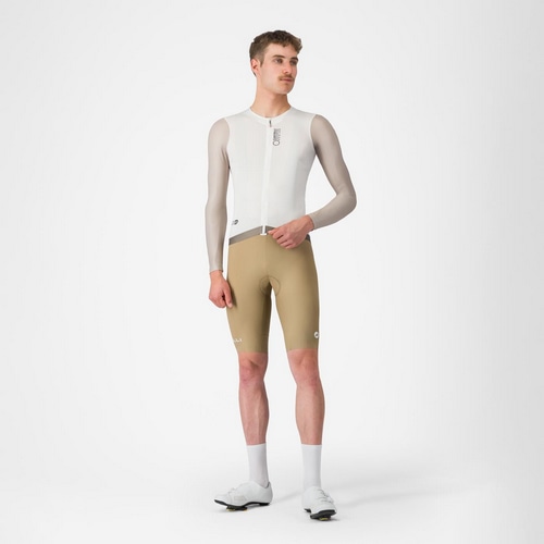 CASTELLI ( カステリ ) 長袖ジャージ CORRETTO LS JERSEY ( コレット ロングスリーブジャージ ) アイボリー/シルバームーン-ディープグリーン S