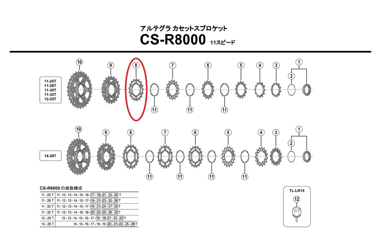 シマノ リペアパーツ CS-R8000 18TギアC ( 11-32T用 )
