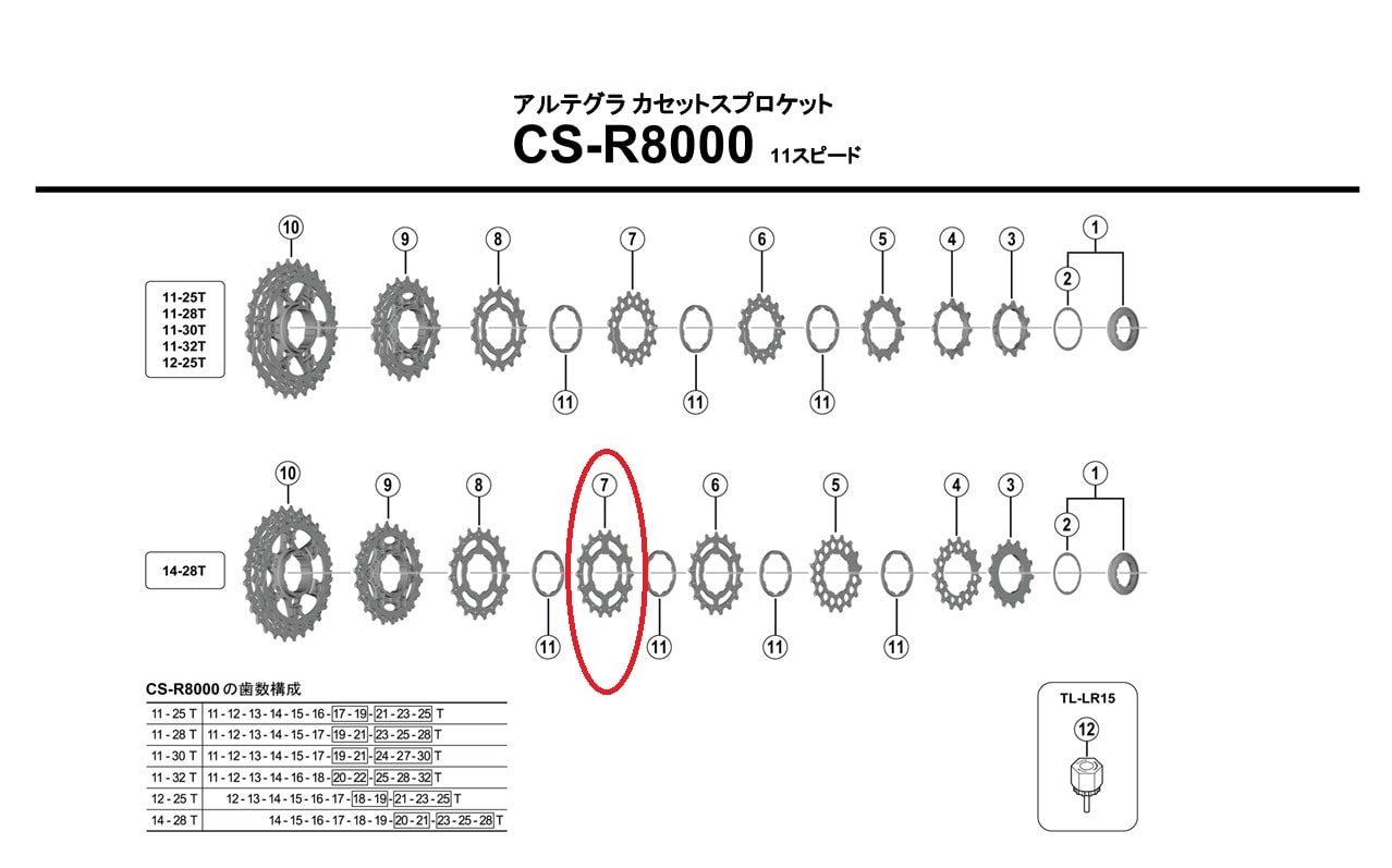 シマノ リペアパーツ CS-R8000 18TギアD ( 14-28T用 )