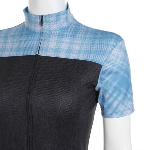 KAPELMUUR ( カペルミュール ) レディース 半袖 ジャージ チェックプリント ライト ブルー 36