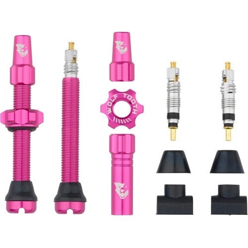 WOLFTOOTH ( ウルフトゥース ) バルブ&エクステンション TUBELESS VALVE STEM KIT ( チューブレス バルブ ステム キット ) ピンク 44MM