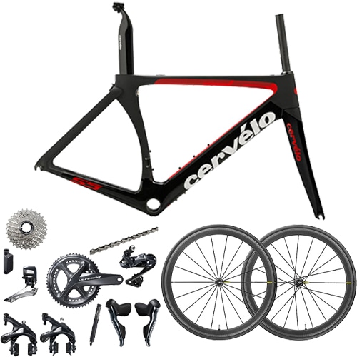  【セミオーダーキット】 CERVELO ( サーベロ ) S5 フレームセット ブラック / レッド 56 & SHIMANO ( シマノ ) R8050 ULTEGRA Di2  & MAVIC ( マヴィック ) COSMIC ( コスミック ) プロ カーボン 