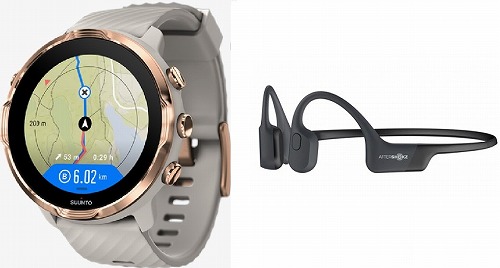 SUUNTO 7 サンドストーム ローズゴールド + AFTERSHOKZ AEROPEX ( エアロぺクス ) コズミック ブラック 