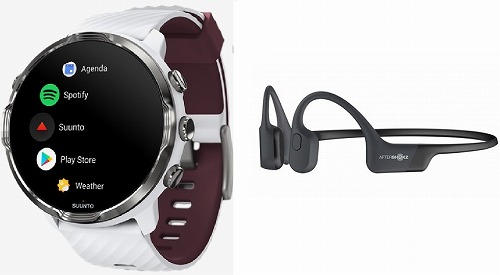  SUUNTO 7 ホワイト バーガンディ + AFTERSHOKZ AEROPEX ( エアロぺクス ) コズミック ブラック 