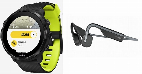  SUUNTO 7 ブラック / ライム + AFTERSHOKZ OPENMOVE ( オープンムーブ ) ストレート グレー 