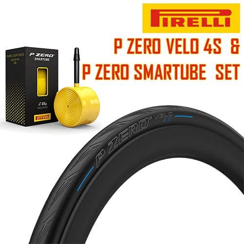 PIRELLI ( ピレリ ) タイヤ ＆ チューブ 2本セット P ZERO VELO 4S / SMARTUBE ( P ゼロ ベロ 4S / スマートチューブ ) ブラック 700X25C FV60