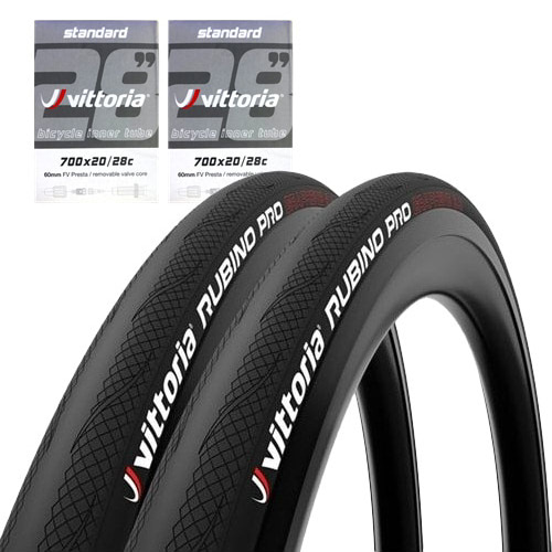 VITTORIA ( ビットリア ) クリンチャータイヤ RUBINO PRO G2.0 TWIN PACK ( ルビノプロ ツインパック ) ブラック 700x28c (28-622) チューブ(700x20/28C 48mm RVCバルブ) x2個セット ※オンライン限定特価