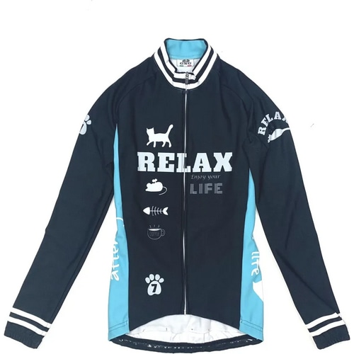 7-ITA ( セブンアイティエー ) 長袖ジャージ RELAX CAT LADY LS JERSEY 【アウトレット特価品】 ( リラックスキャット レディース ロングスリーブジャージ ) ブラック/チェレステグリーン S レディース