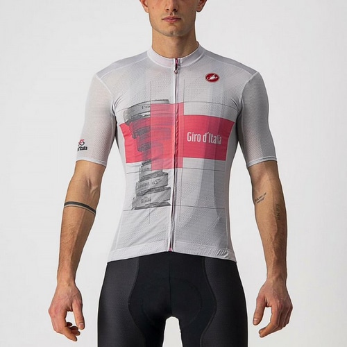 CASTELLI ( カステリ ) 半袖ジャージ GIRO TROFEO ROSA JSY ( ジロ トロフィー ローザ ジャージ ) シルバー グレー / ローザピンク M 