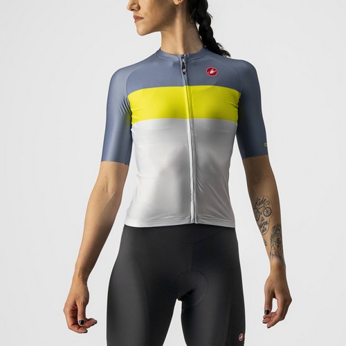 CASTELLI ( カステリ ) 半袖ジャージ AERO PRO W JERSEY ( エアロ プロ ウィメンズ ジャージ )  シルバーグレー/サルファー-ライトスティール M