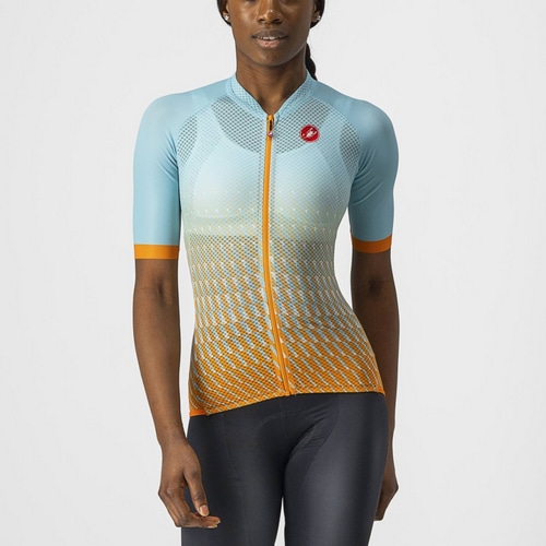  CASTELLI ( カステリ ) 半袖ジャージ 22SS CLIMBERS 2.0 W JERSEY ( クライマーズ 2.0 ウィメンズ ジャージ ) 472SKY/AQA/オレンジ S 