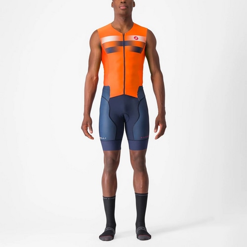 CASTELLI ( カステリ ) トライスーツ FREE SANREMO 2 SUIT SLEEVELESS ( フリー サンレモ 2 スーツ  スリーブレス ) ブリリアントオレンジ/ベルジャンブルー M | 自転車・パーツ・ウェア通販 | ワイズロードオンライン