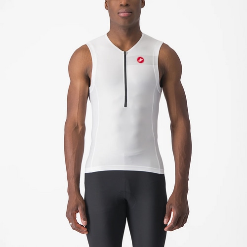 CASTELLI ( カステリ ) 半袖ジャージ FREE TRI 2 SLEEVELESS TOP ( フリー トライ 2 スリーブレス トップ )  ホワイト/ブラック 3XL