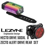 【セット商品】 LEZYNE ( レザイン ) フロント＆テールライトセット HECTO DRIVE 500XL / ZECTO ALERT DRIVE ( ヘクト ドライブ / ゼクト アラート ドライブ ) ネオ メタリック/ブラック