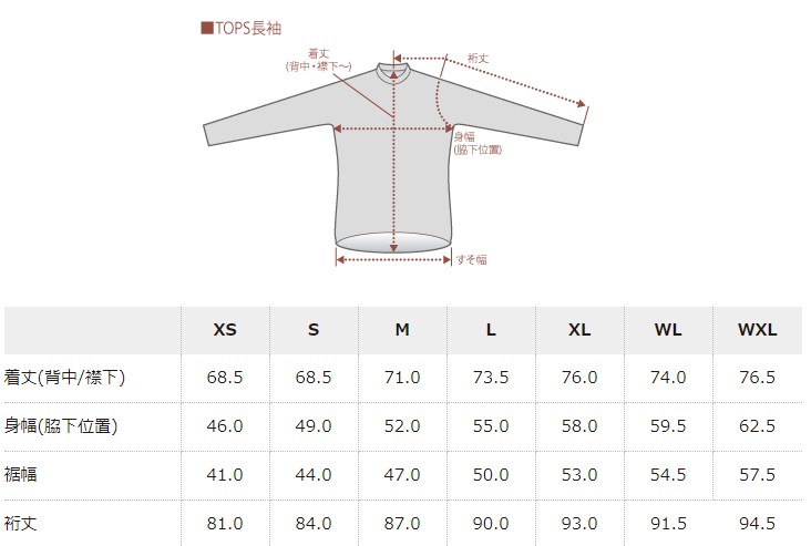 kapelmuur_sizechart