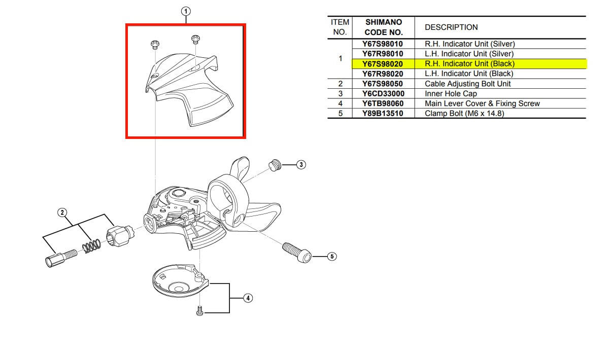 SHIMANO SMALL ( シマノ ) リペアパーツ SL-M370 用 インジゲーターユニット 右レバー用 ブラック |  自転車・パーツ・ウェア通販 | ワイズロードオンライン