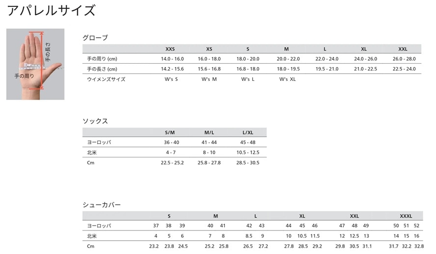 サイズチャート画像
